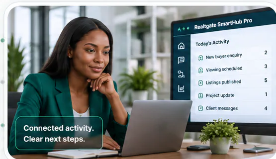 Realtgate professional coordinating connected real estate activity through SmartHub Pro.