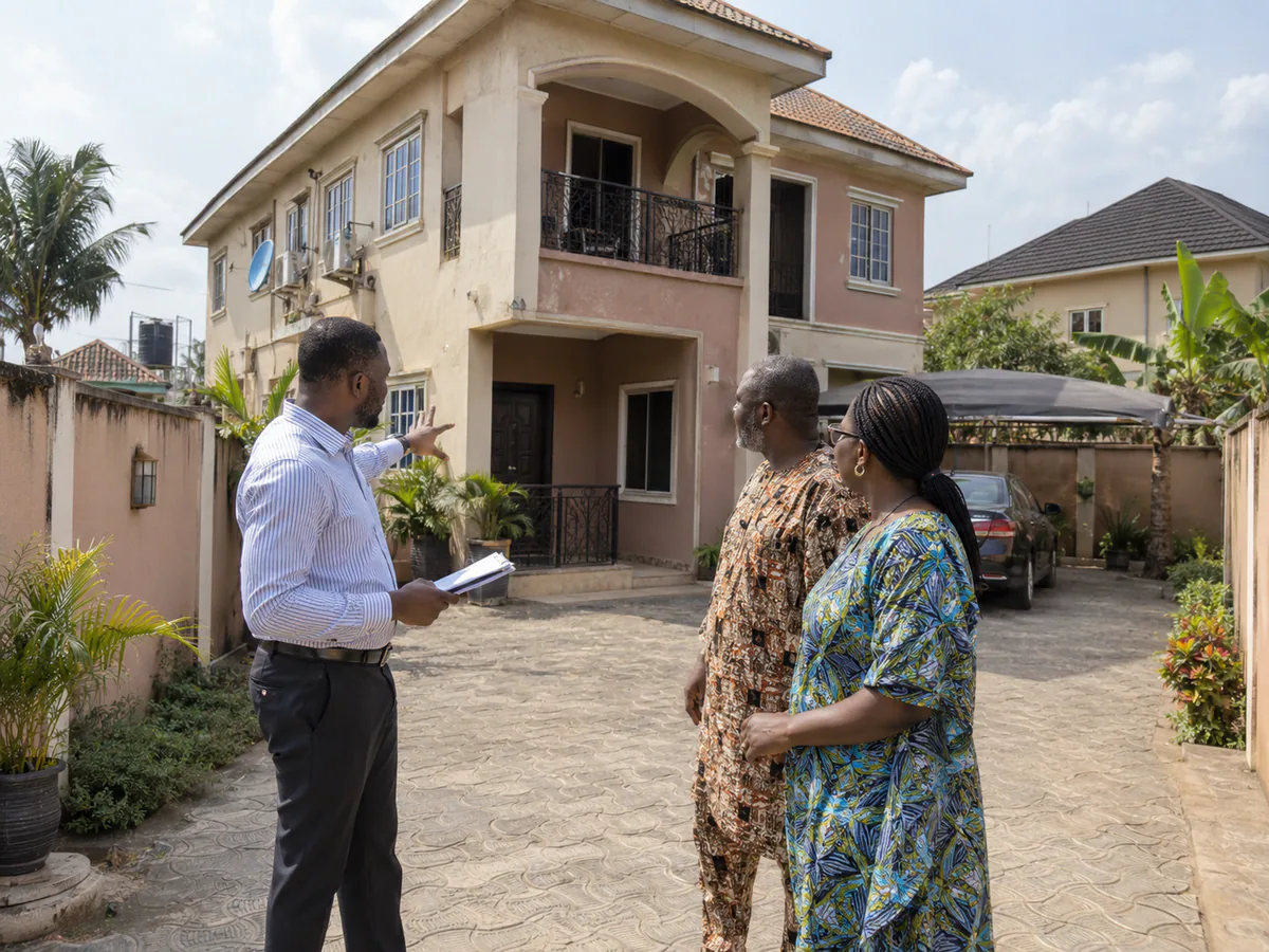Property owners reviewing a home with a Realtgate professional during listing preparation.